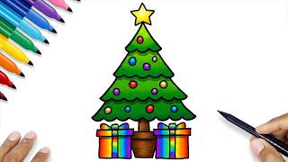 christmas tree lights drawing christmas drawing simple