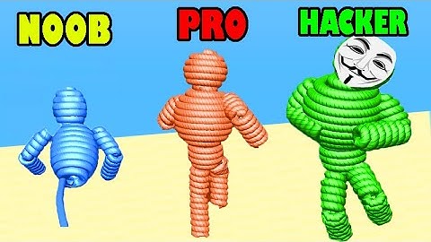Noob vs Pro vs Hacker in Rope-Man Run Game All Levels