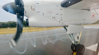 Awesome propellor vortices onboard a Qantas DHC Dash 8 Q 300 at Port Macquarie Airport