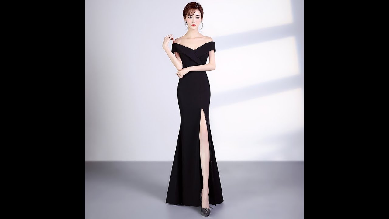 แบบ ชุด ราตรี สวย ๆ New Update รวมแบบ ชุดราตรีสีดำ ชุดออกงานสีดำ สวยๆน่ารักเรียบหรู YT029