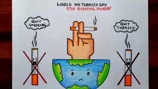 No Smoking Drawing | World No Tobacco Day poster | How to Draw Anti Tobacco drawing | Stop Smoking