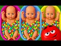 Full of 3 Rainbow BathTubs Candy with M&amp;M's &amp; Magic Slime Cutting Video
