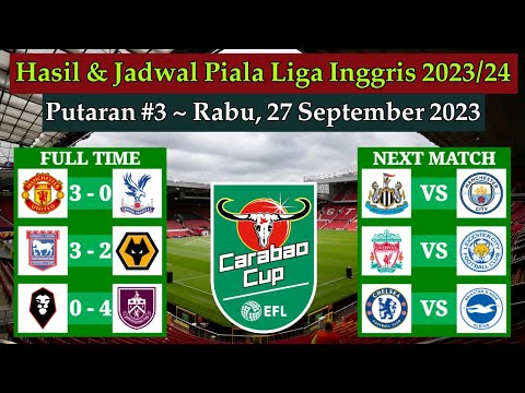 Hasil Piala Liga Inggris Tadi Malam - Man United vs Crystal Palace - Carabao Cup 2023/2024 Ronde 3