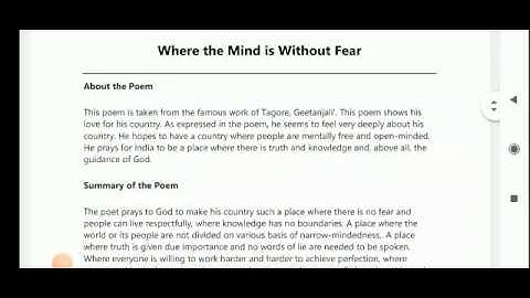 Ques. & Ans " Where the mind is without fear" class 8 English rajasthan board