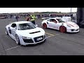 Porsche 991 GT3 RS vs Audi R8 vs SL63 AMG vs R8 V10 Spyder