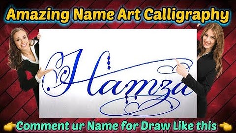 Hamza Name Signature Calligraphy Status | How to Draw, Cursive Calligraphy with Cut Marker