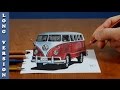 3D Trick Art on Paper, VW classic van, Long Version