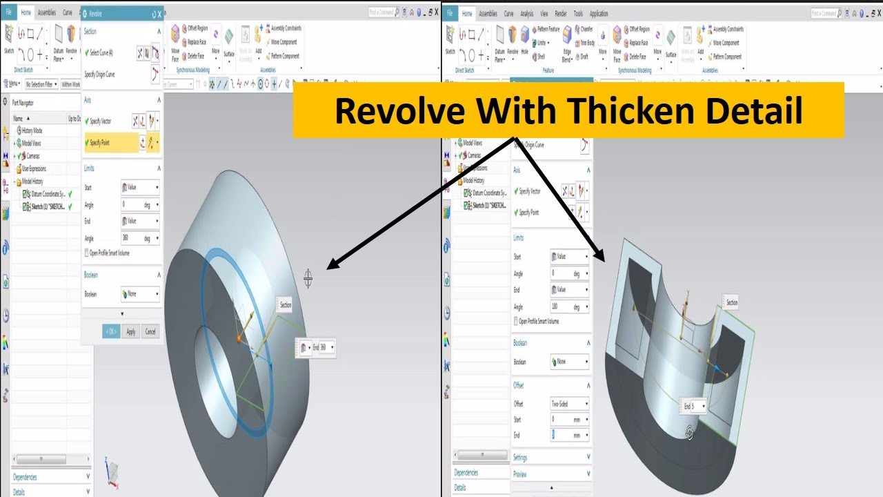 NX Tutorial | Revolve Command with Thicken Option | Part 08 | Urdu ...