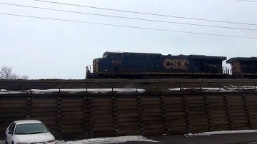 CSX Stack Train Westbound on Elevated Tracks