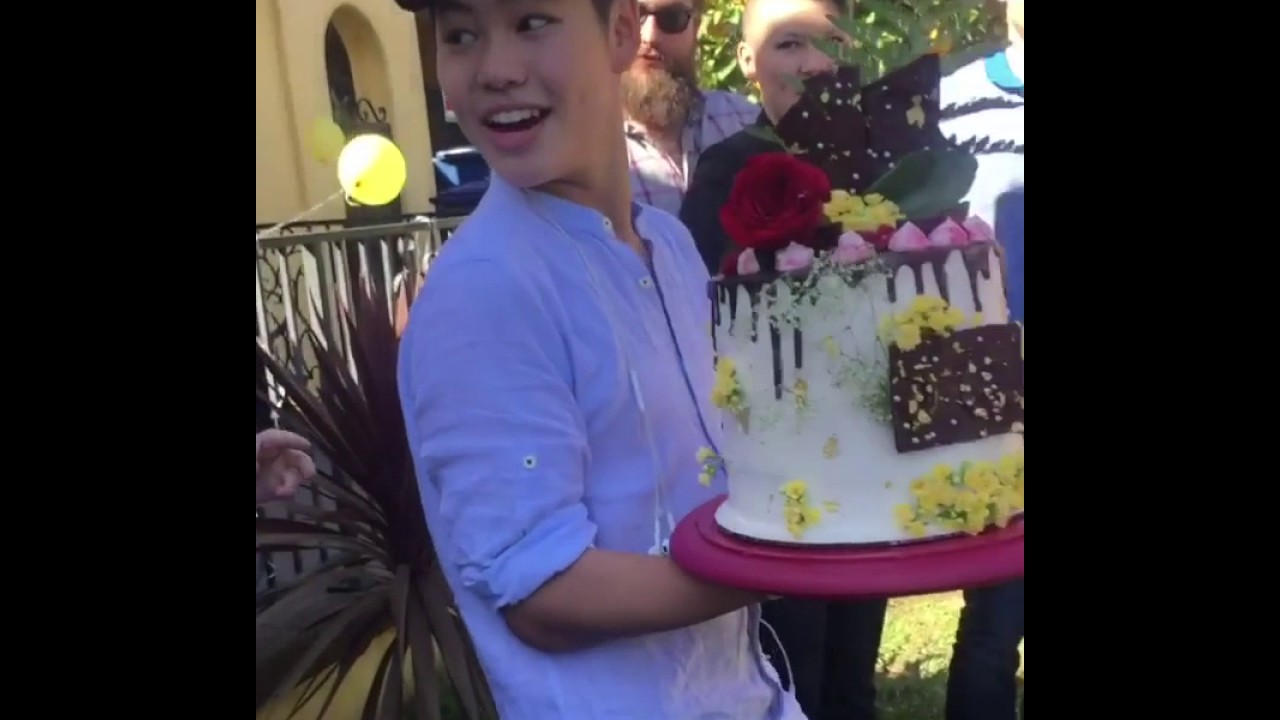 Sean Lew's cake at willdabeast Adams and Janelle  ginestra birthday / proposal engagement party