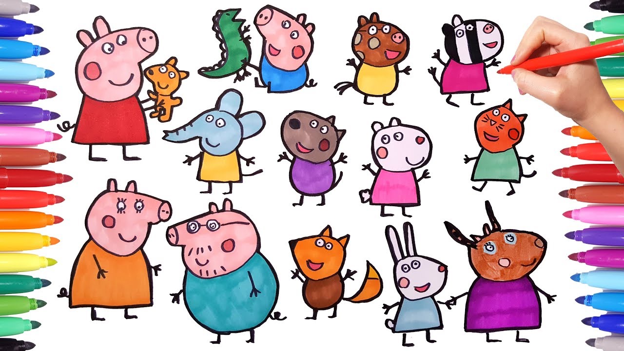 How To Draw Peppa Pig Cartoon Characters Drawing Tuto