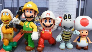 Jakks Pacific Wave 32 Fire Mario, Builder Luigi, And Dry Bones Figure Review!