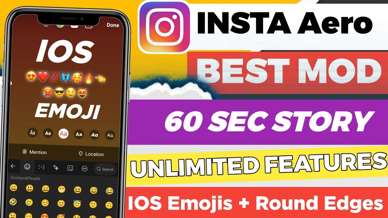 INSTAGRAM MOD APK LATEST VERSION 2022 IOS EMOJIS STYLE + ROUND EDGES