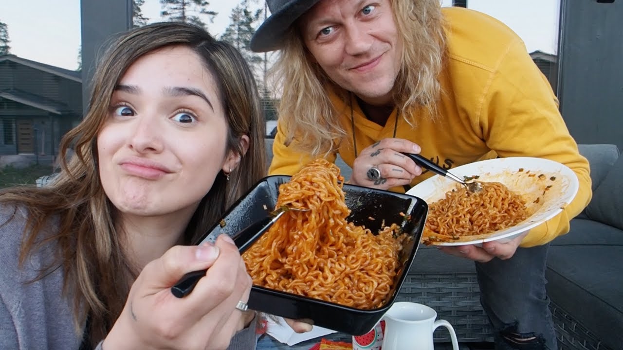 NEW Fire Noodle Challenge With My Dudeson Husband! | Mukbang