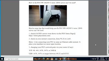 Fix PS5 NW-102307-3 DNS server can’t be used error