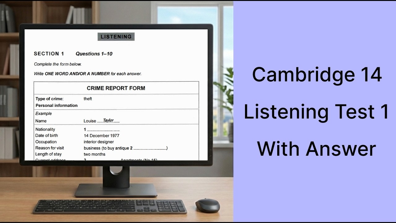 CAMBRIDGE 14 LISTENING TEST 1 WITH ANSWERS || RECENT LISTENING TESTS 2026 || HD