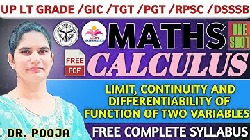 Calculus/Limit Continuity and differentiability of two variables/LT/GIC/TGT&PGT/GIC/EMRS/By Dr Pooja
