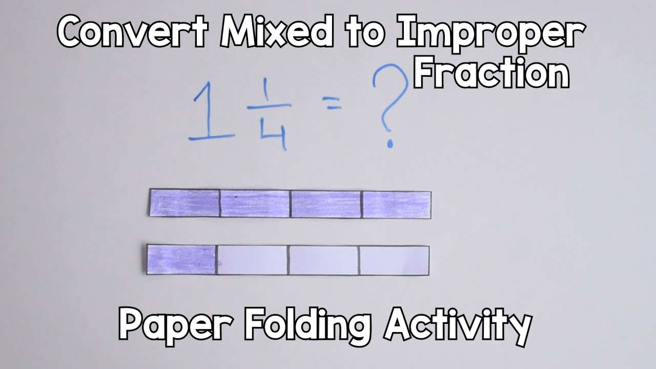 Convert Mixed Fraction to Improper Fractions Paperfolding activity