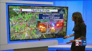 Multi-vehicle crash closes portion of I-40E near Demonbreun Street