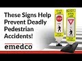 Make Crosswalks Safer Using Spring-Back Pedestrian Crosswalk Signs | Emedco Video Make Crosswalks Safer Using Spring-Back Pedestrian Crosswalk Signs | Emedco Video