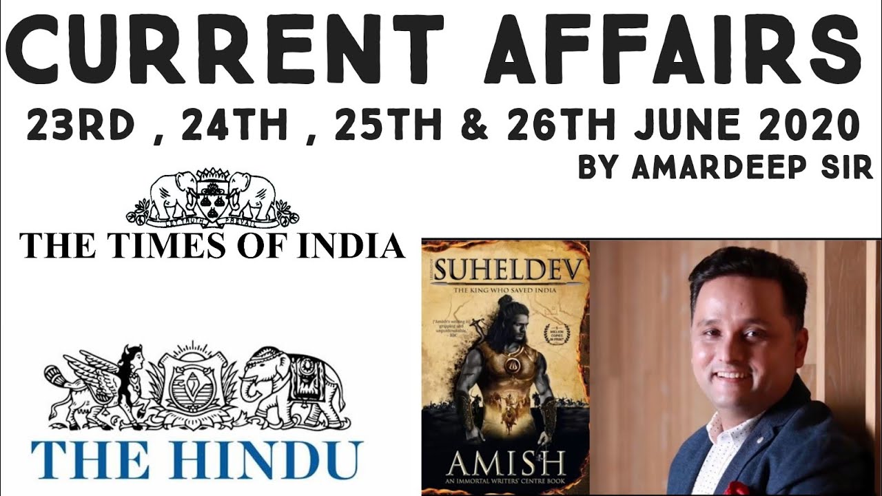 Daily Current Affairs 23rd 24th 25th 26th June 2020 Useful For SSC 