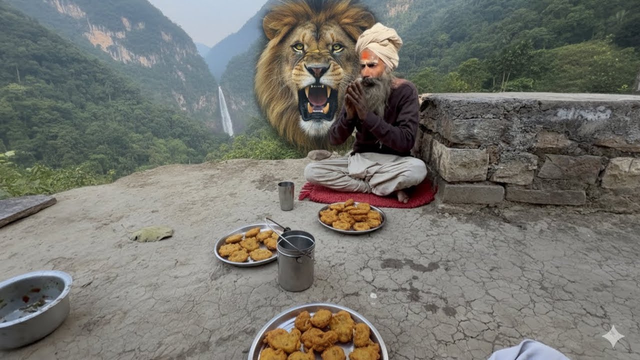 संत के कुटिया में बनाई पकौड़ी भोजन प्रसादी 