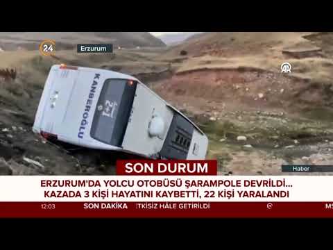 Horasan’da Otobüs Şarampole Uçtu 3 Ölü 22 Yaralı