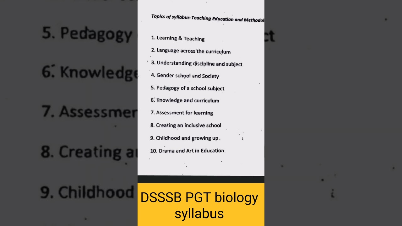 DSSSB PGT biology syllabus/ DSSSB PGT exam 2025 / PGT biology syllabus#dsssb#biology#pgt#shorts