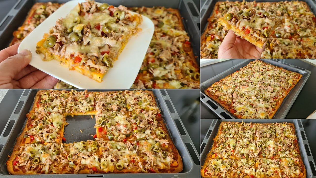 بيتزا سائلة دون عجن ولا دلك حجم عائلي حشوة لذيذة جدا.حضريها في دقائق سهلة سريعة.غتندمي الى مجربتيهاش