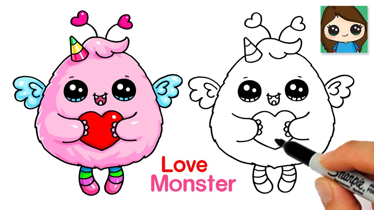 How to Draw a Love Monster ???? Cute Valentines Art - YouTube