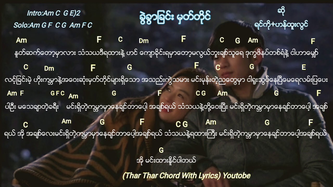 ခြဲခြာျခင္းမွတ္တိုင္ ရင္ဂို+ဟန္ထူးလြင္ Chord With Lyrics