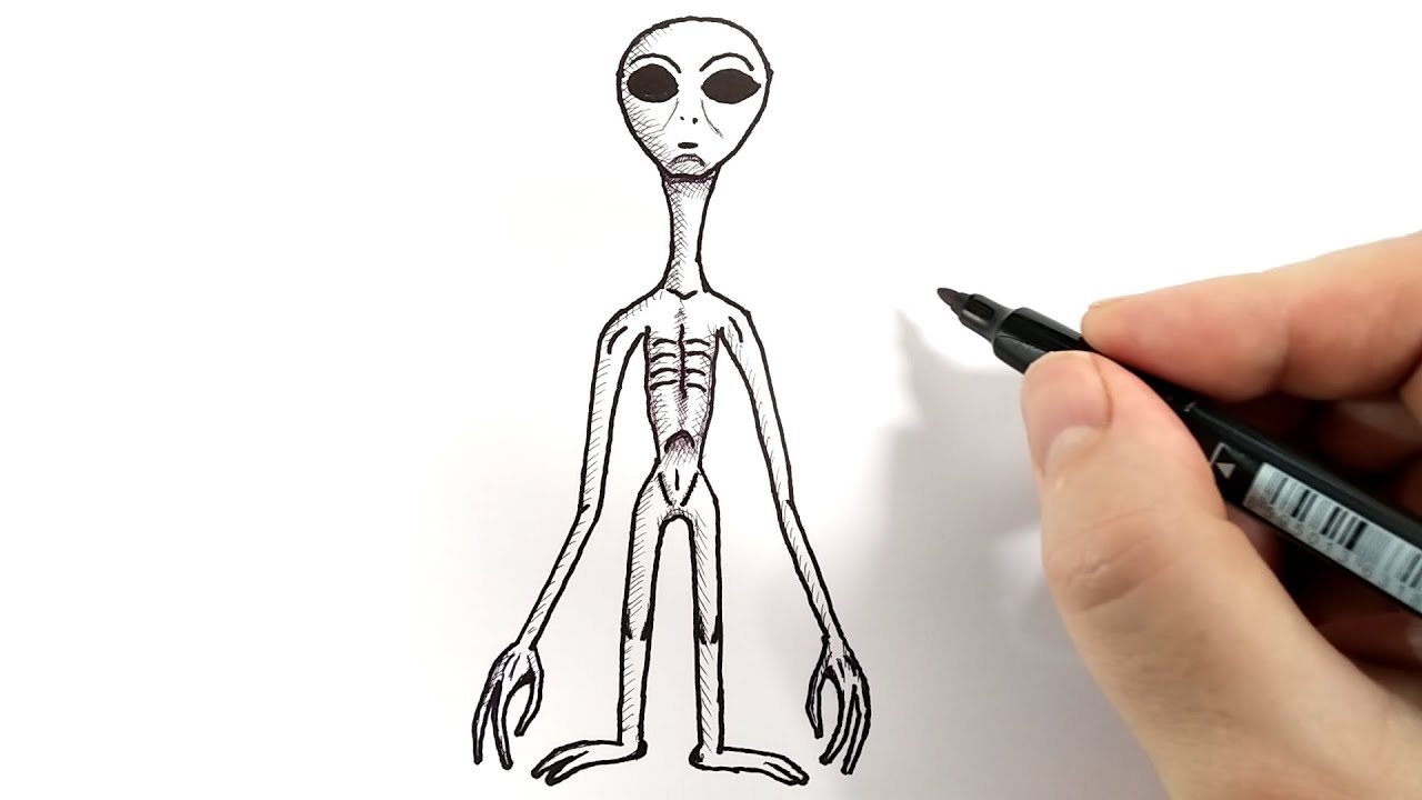 How to draw an ALIEN EASY - YouTube
