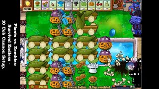 Plants vs Zombies: Survival Endless - 10 Cob Cannon Setup.