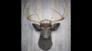 Faux Taxidermy Deer Head Wall Art, Faux Stag Head, Crowned Deer Head