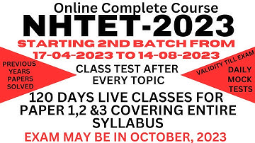 NHTET 2023 Complete Course live classes, NHTET Previous years question papers NHTET study material