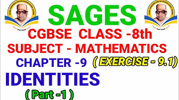cg board class 8 maths chapter 9 exercise 9.1/ sages class 8 maths chapter 9 identities exercise 9.1
