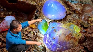 Tourmaline colorée ! Énorme tourmaline cachée dans un ruisseau de montagne