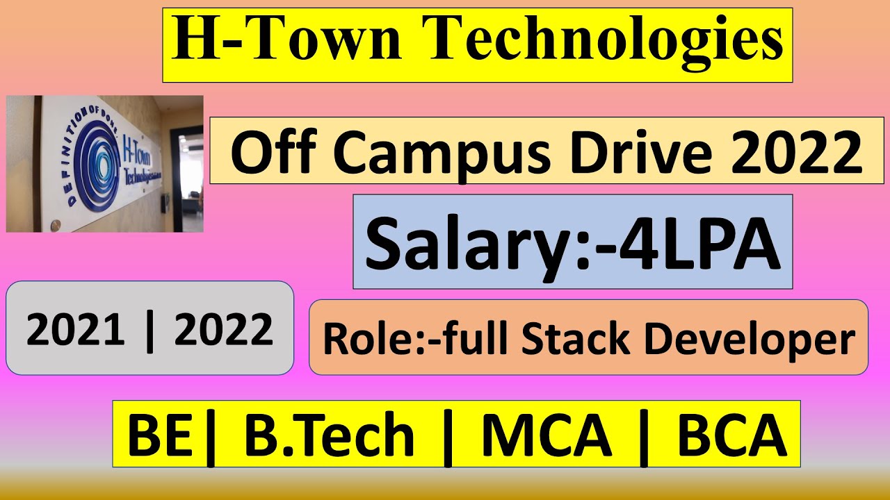 H-Town Technologies Off Campus Drive 2022 | Complete Registration Process | 2021 | 2022 Batch |Apply