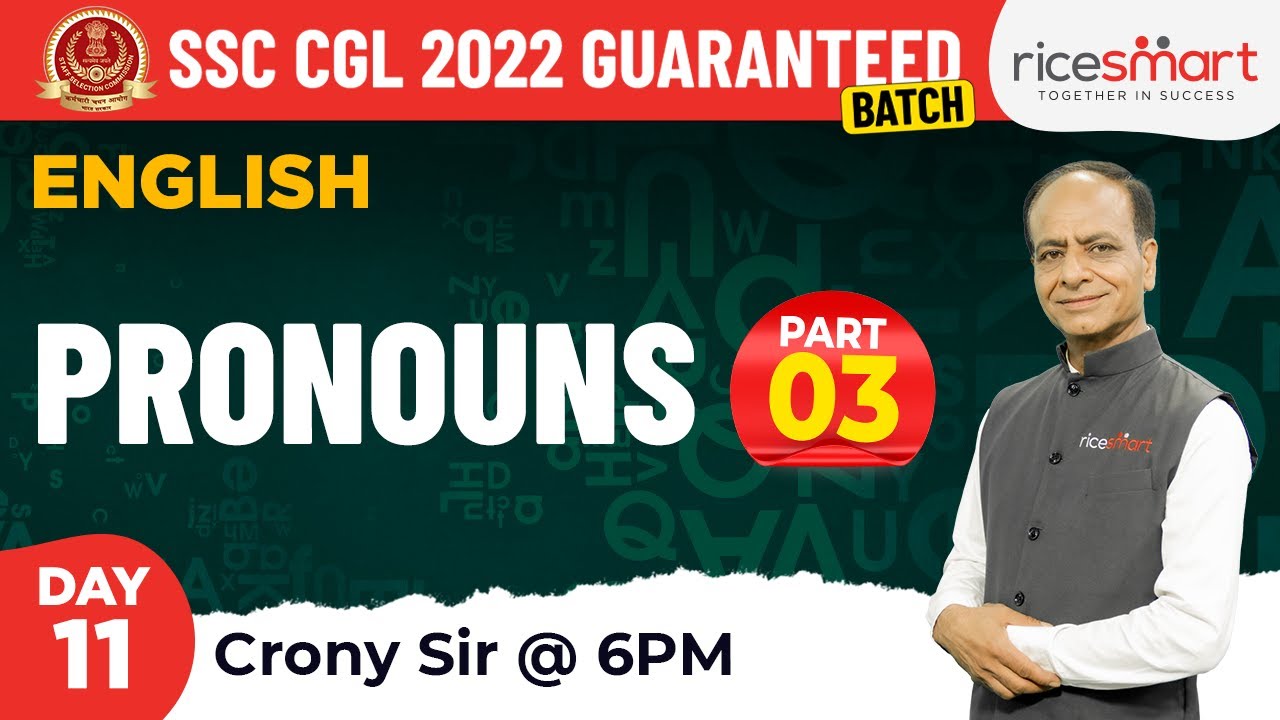 Pronouns - Class 3 | English Grammar for SSC CGL 2022 | By Crony Sir ...