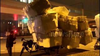 Dangerously overloaded delivery bikes in Shanghai