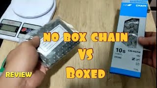 shimano deore hg54 10 speed chain with box and No box comparison, fake chain or legit