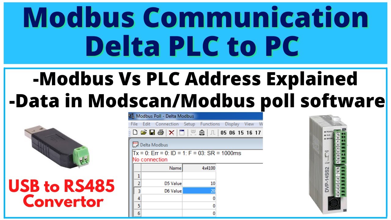 How to receive data in PC from Delta PLC by Modbus | Delta PLC Modbus  Address | English - YouTube