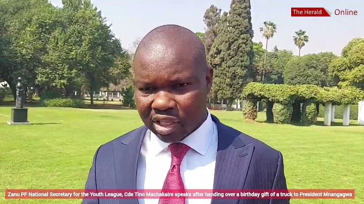 Cde Tino Machakaire speaks after handing over a truck as President Mnangagwa's birthday gift