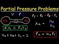 Dalton's Law of Partial Pressure Problems, Mole Fraction, Chemistry Gas Laws