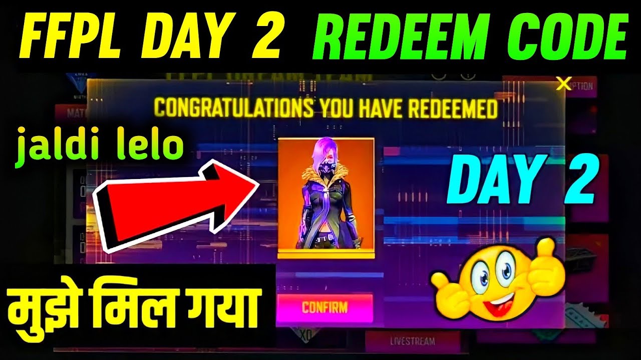 FFPL MATCH DAY 2 REDEEM CODE | free fire pro league redeem code | power up redemption code freefire