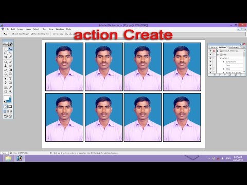 Photoshop tutorial in Hindi - Create Action Passport Size Photo Step by Step Process