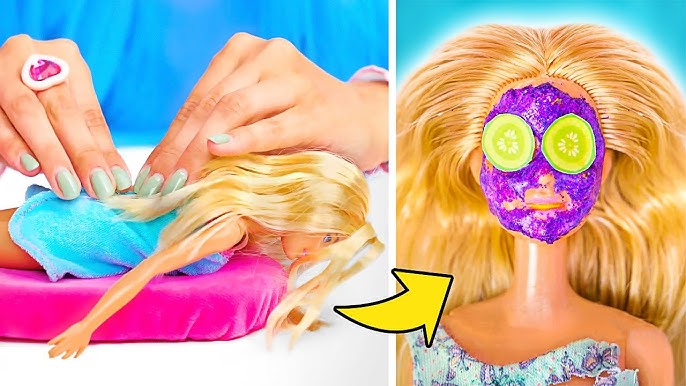 Cortando o cabelo da boneca de papel/maquiagem e limpeza de pele 