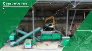 Stationary plant for processing waste wood