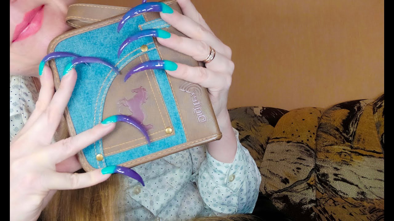 ASMR scratching tapping denim long nails