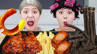 MUKBANG SPICY CHICKEN ROSE TTEOKBOKKI PURPLE FOOD EATING by HIU 하이유